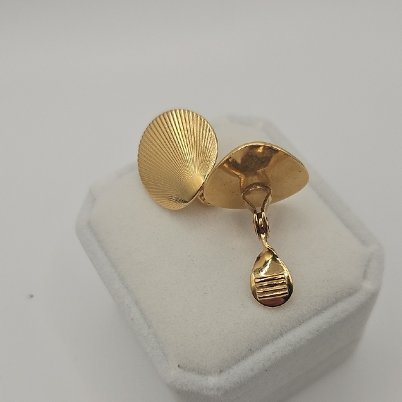 Monet Gold Textured Earrings - Picture 7 of 11